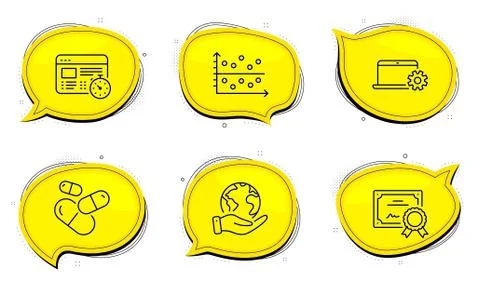 Web timer, Notebook service and Dot plot icons set. Capsule pill sign. Vector イラスト素材