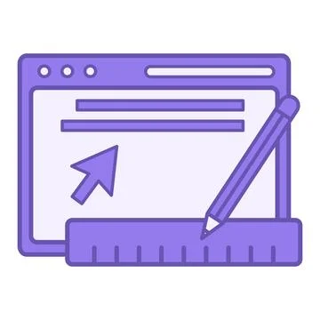 Web Tools Color Icon. Vector Icon. Website, Pencil, Ruler, and Mouse Cursor.. Stockillustratie