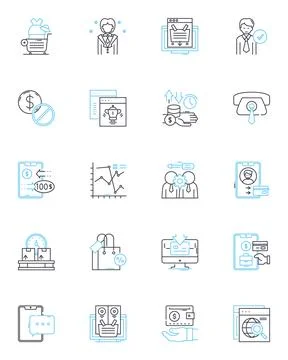 Web trading linear icons set. Stocks, Forex, Cryptocurrency, Commodities Stock Illustration
