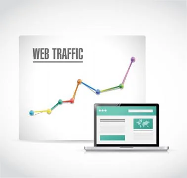Web traffic business stats graph illustration Illustrazione stock