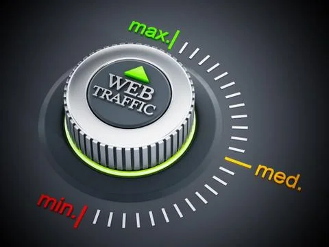 Web traffic button pointing maximum. 3D illustration Illustrazione stock