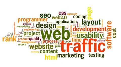 Web traffic concept in tag cloud Stock Illustration