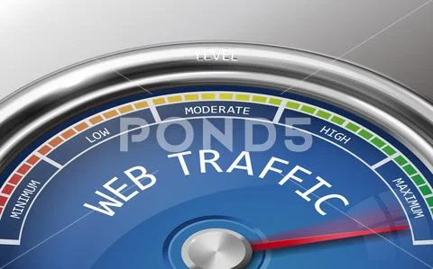 Web traffic conceptual 3d illustration meter indicator Stock Illustration