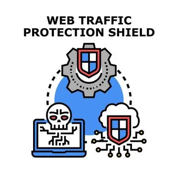 Web traffic protection shield preventing cyber attack Stock Illustration
