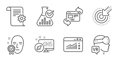 Web traffic, Targeting and Refresh website icons set. Augmented reality Stock Illustration