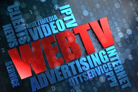 WEB TV. Wordcloud Concept. Illustrazione stock