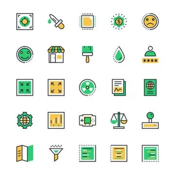 Web UI Colored Icons Set Stock Illustration