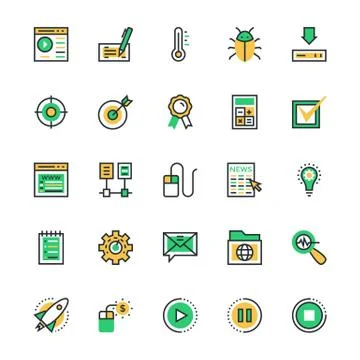 Web UI Colored Vector Icons Stock Illustration