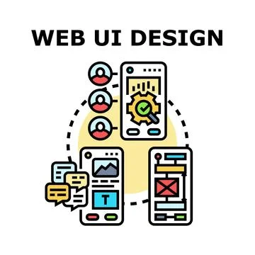 Web ui design process optimizing user experience 库存插图
