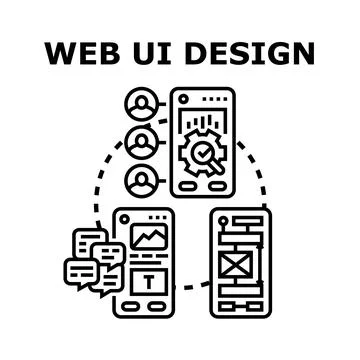 Web ui design process optimizing user experience 库存插图