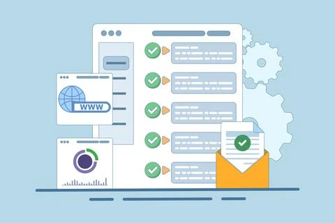 Web UI Interface. Data analysis, SEO Optimization dashboard. Stock Illustration