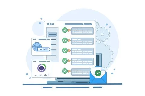 Web UI Interface. Data analysis, SEO Optimization dashboard. Stock Illustration