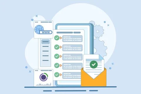 Web UI Interface. Data analysis, SEO Optimization dashboard Stock Illustration