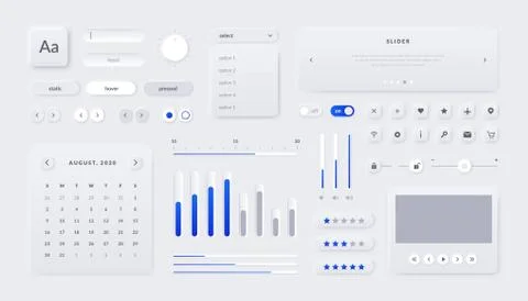 Web UI kit. Mobile application and web page interface elements with buttons Stockillustratie