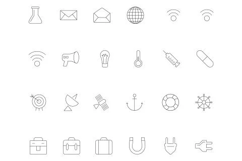 Web UI Line Icons Stock Illustration