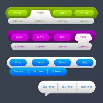 Web UI Menu Navigation Template Kit Design Stock Illustration