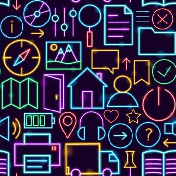 Web UI Neon Seamless Pattern Stock Illustration