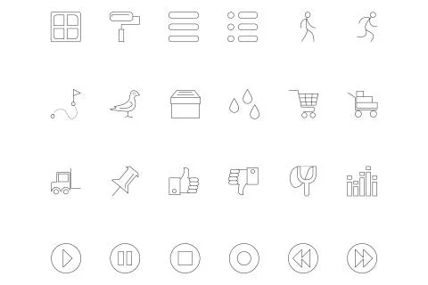 Web UI Outline Icons Stock Illustration