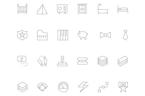 Web UI Outline Vector Icons Set Stock Illustration