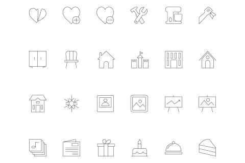 Web UI Outline Vector Icons Stock Illustration