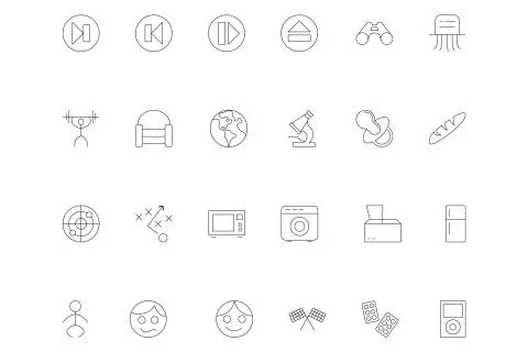 Web UI Outline Vector Set Stock Illustration