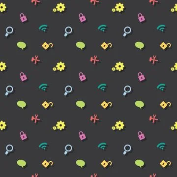 Web UI Symbols Seamless Pattern Stock Illustration