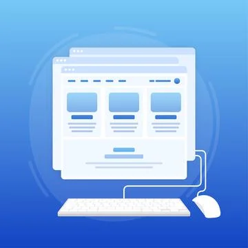 Web UI-UX design, web development. Digital industry. Vector illustration. Stock Illustration