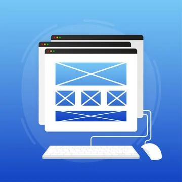 Web UI-UX design, web development. Digital industry. Vector illustration. Stock Illustration