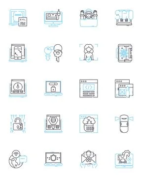 Web universe linear icons set. Connectivity, Interactivity, Accessibility Stock Illustration