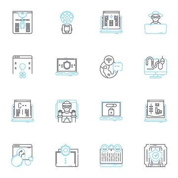 Web universe linear icons set. Connectivity, Interactivity, Accessibility Stock Illustration