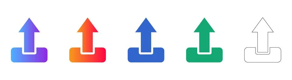 Web Upload Icon Set with Arrow and Box Stock Illustration