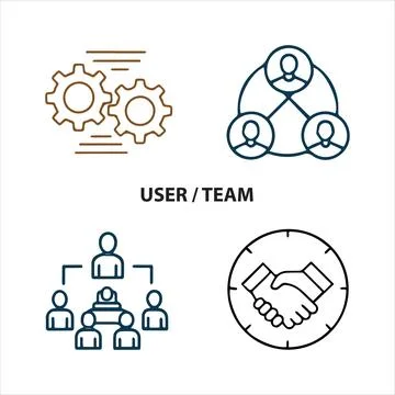Web user team icons set vector file Stock Illustration