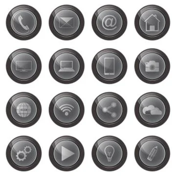 Web vector buttons isolated on white background. Web icons set. Stock Illustration