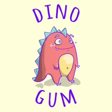 Web vector print with funny dinosaur. May be used for t-shirt, postcard Illustrazione stock