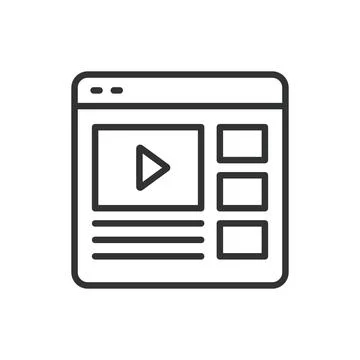 Web Video player, in line design. Video player, Play button, Web interface イラスト素材