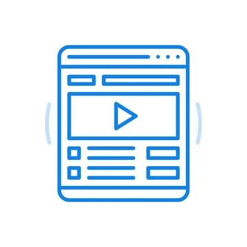 Web video player vector line icon. Convenient media interface and high qualit Stock Illustration