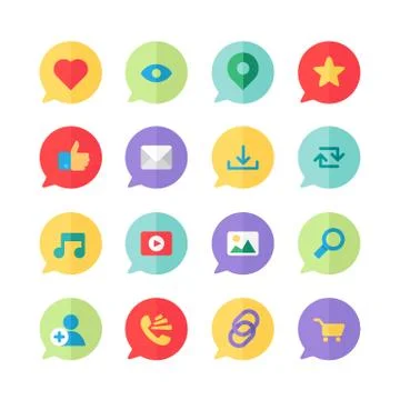 Web Virtual Socail Network Icons 스톡 일러스트