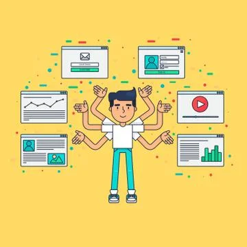 Web Virtual Socail Network 스톡 일러스트