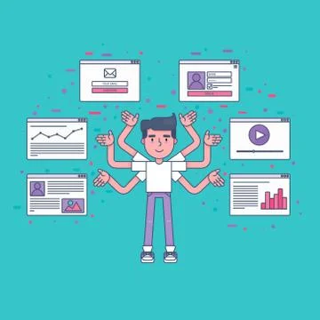 Web Virtual Socail Network 스톡 일러스트