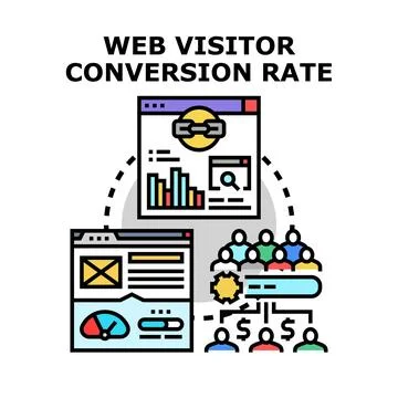 Web visitor conversion rate optimization strategy improving online results Stock Illustration