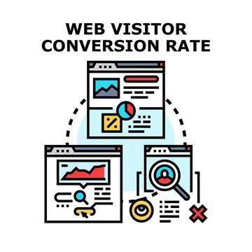Web visitor conversion rate optimizing digital marketing strategy Stock Illustration
