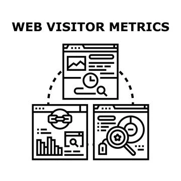 Web visitor metrics analysis for digital online marketing Illustrazione stock