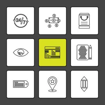 Web , website , user interface , application , internet , eps icons set vecto Stock Illustration