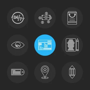 Web , website , user interface , application , internet , eps icons set vecto Stock Illustration