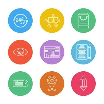 Web , website , user interface , application , internet , eps icons set vecto Stock Illustration