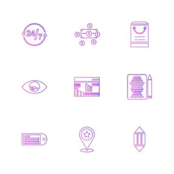 Web , website , user interface , application , internet , eps icons set vecto Stock Illustration
