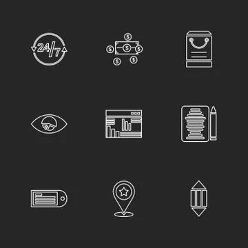 Web , website , user interface , application , internet , eps icons set vecto Stock Illustration