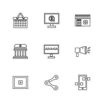 Web , website , user interface , application , internet , eps icons set vecto Stock Illustration