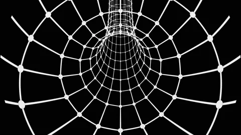 A web of white tunnel flies to the camera. Seamless loop. Stock Footage 121061767