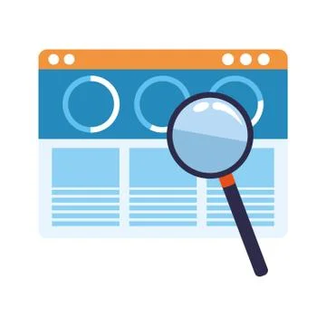 Web windows interface and magnifying glass 스톡 일러스트